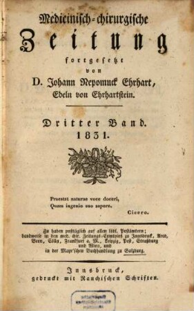 Medicinisch-chirurgische Zeitung. 1831, 3