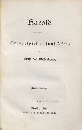 Harold : Trauerspiel in fünf Akten