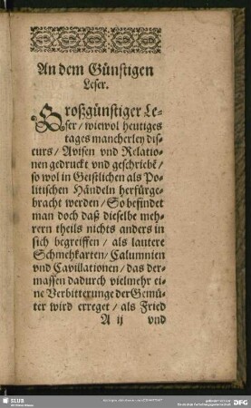 An den günstigen Leser
