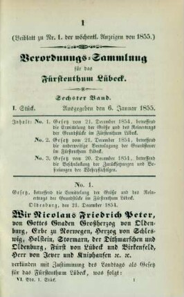 6. Januar-.20. Decbr. = I.-XXXIX. Stück