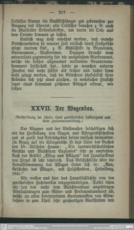 XXVII. Der Wagenbau