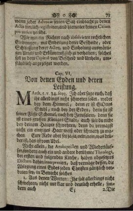 Cap. VI. Von denen Eyden und deren Leistung.