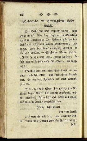 Nachbericht des Herausgebers dieser Briefe.