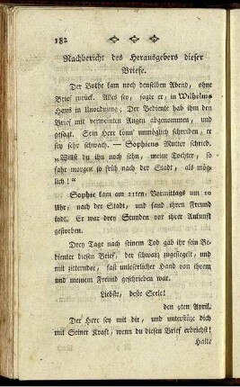 Nachbericht des Herausgebers dieser Briefe.
