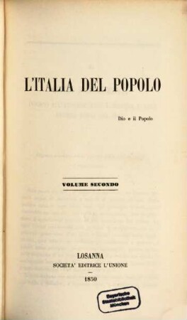 L'Italia del Popolo : (ed. per Gius. Mazzini). 2