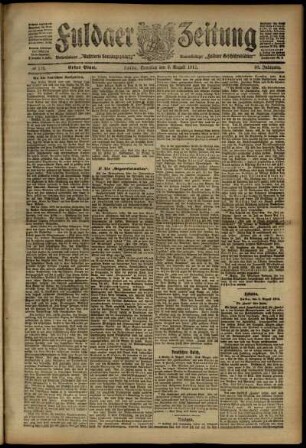 Erste Ausgabe vom Samstag, den 03. August 1912.
