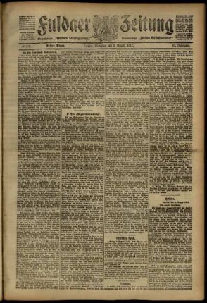 Erste Ausgabe vom Samstag, den 03. August 1912.