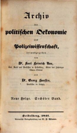 Archiv der politischen Oekonomie und Polizeiwissenschaft. 11, 11. 1847