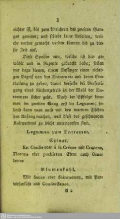 II. Legumes zum Entremet