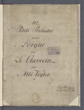Preludes pour L'orgue ou Le Clavecin
