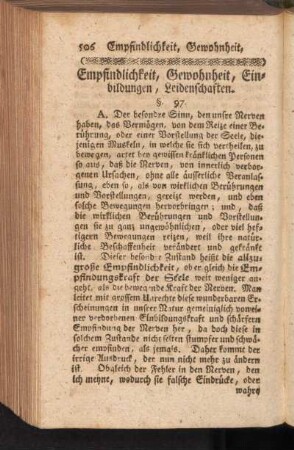 Empfindlichkeit, Gewonheit, Einbildungen, Leidenschaften