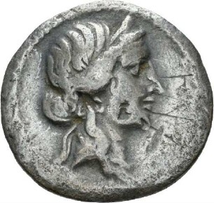 Denar des C. Iulius Caesar mit Darstellung des Aeneas