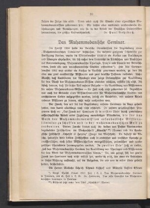 Das Muhammedanische Seminar