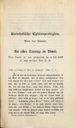 Katechetische Predigten, 4. Katechetische Cykluspredigten