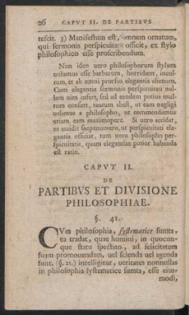 Caput II. De Partibus Et Divisione Philosophiae