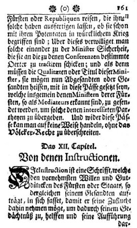 Das XII. Capitel. Von denen Instructionen.