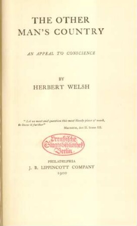 The other man's country : an appeal to conscience
