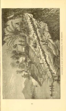 Launching a boat at Luang-Prabang, on the Mékong