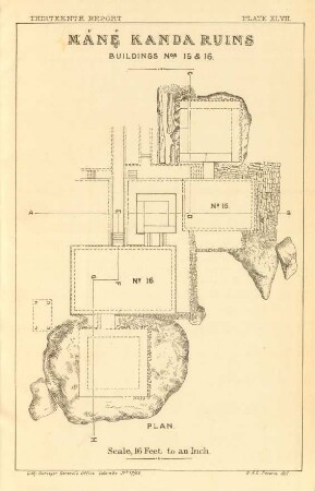 Plate XLVII. Máné Kanda ruins. Buildings Nos. 15 & 16. Plan.