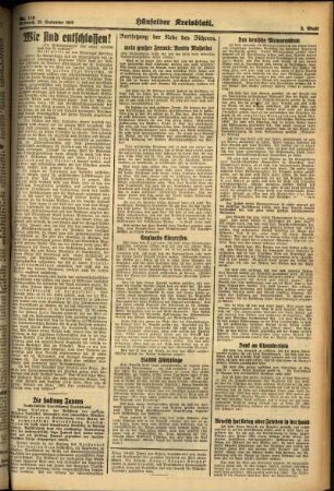 Zweite Ausgabe vom Mittwoch, den 28. September 1938.
