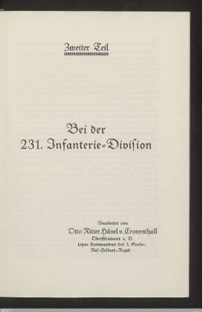 Zweiter Teil: Bei der 231. Infanterie-Division