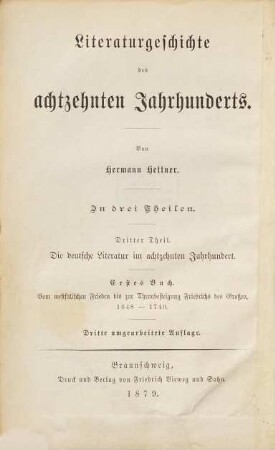 Literaturgeschichte des achtzehnten Jahrhunderts : In 3 Theilen, III,1