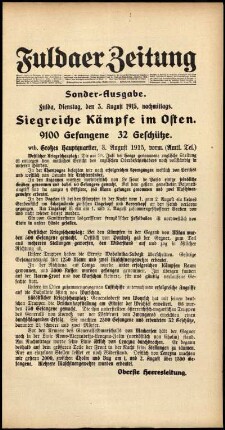 Ausgabe vom Dienstag, den 03. August 1915.