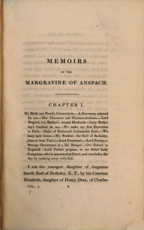 Memoirs of the Margravine of Anspach : in two volumes. 1