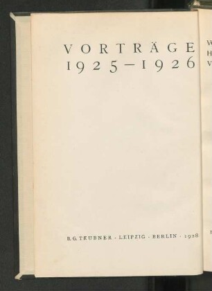 [5]: Vorträge 1925-1926