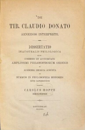 De Tib. Claudio Donato Aeneidos interprete