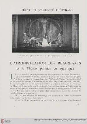 L'administration des beaux-arts et le Théâtre parisien en 1941-1942