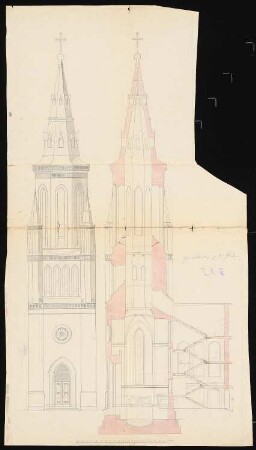 Stadtpfarrkirche St. Maria, Bunzlau Turm: Ansicht, Schnitt, Turm (Projekt 5)