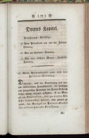 Drittes Kapitel. Verbesserungs-Vorschläge ...