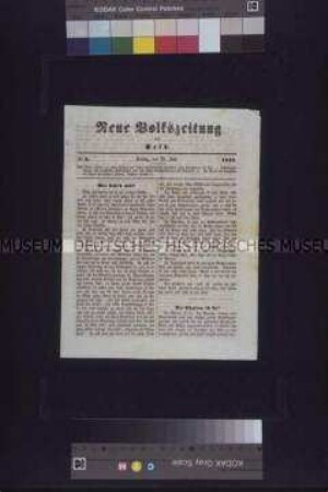 Zeitung: Neue Volkszeitung, Nr. 2; 21. Juli 1848