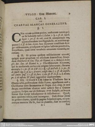Cap. I. De Chartae Blancae Generalibus