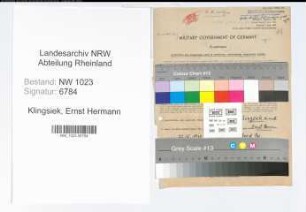 Entnazifizierung Ernst Hermann Klingsiek , geb. 22.05.1910 (Arzt)