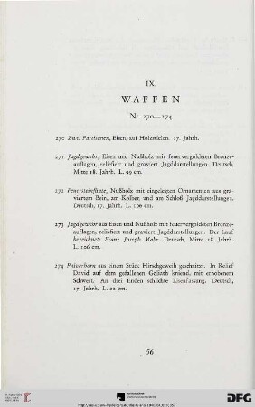 IX. Waffen (Nr. 270-274)