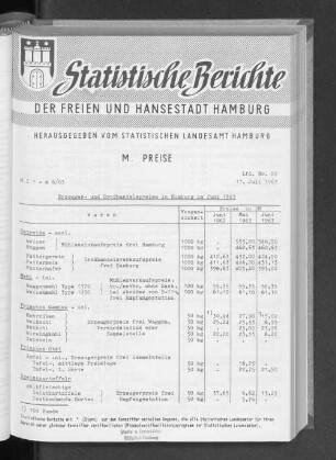 Erzeuger- und Großhandelspreise in Hamburg im Juni 1963 : Lfd. Nr. 22