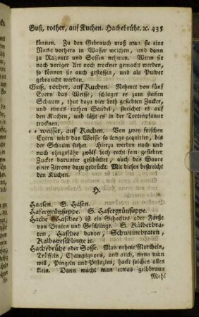 Haasen. - Hammelrücken, ein Hauptgericht davon.
