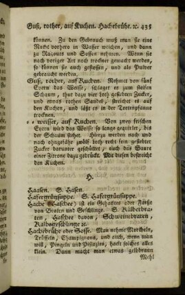 Haasen. - Hammelrücken, ein Hauptgericht davon.