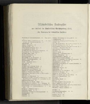 Alphabetisches Sachregister zum Beiblatt der Hanseatischen Gerichtszeitung 1913.