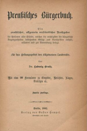 Preußisches Bürgerbuch.