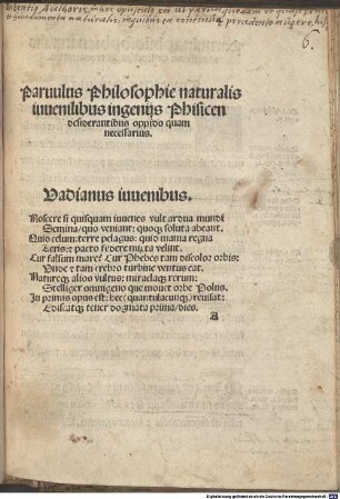 Parvulus philosophie naturalis : (extract. ex libris Aristotelis)