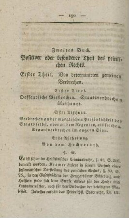 Zweites Buch. Positiver oder besonderer Theil des peinlichen Rechts.