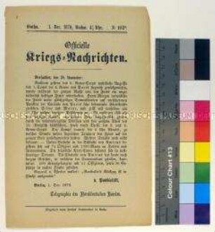 Kriegsdepesche des Norddeutschen Bundes über die Kriegsereignisse vom 30.11.1870 bei Paris und Amiens