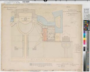 Münster (Münster) Oberpräsidialgebäude Lageplan 1905 1 : 500 64 x 79 kol. Zeichnung Staatshochbauamt Münster