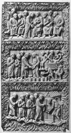 Berlin, Christus im Tempel, die Hochzeit zu Kana und Heilung des Aussätzigen; Buchdeckel, Elfenbein; Staatliche Museen zu Berlin - Preußischer Kulturbesitz, SkulpturensammlungMetzer Schule