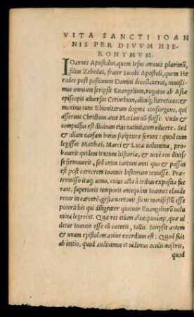 Vita Sancti Ioannis Per Divum Hieronymum.