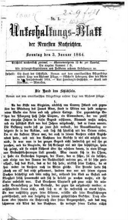 Neueste Nachrichten aus dem Gebiete der Politik. 1864, [b] = Unterhaltungs-Blatt der Neuesten Nachrichten, 1 - 6