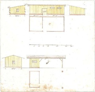 Reiffenstuel, Michael; Stallgebäude - Grundrisse, Ansichten